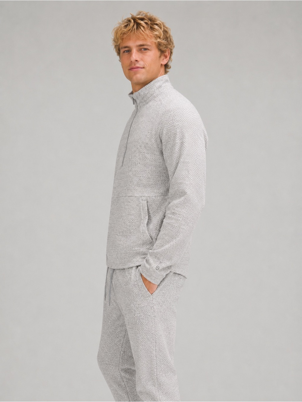 Lululemon At Ease Half-Zip Heathered Melody Light Grey Men’s Large 25754 - Picture 2 of 11